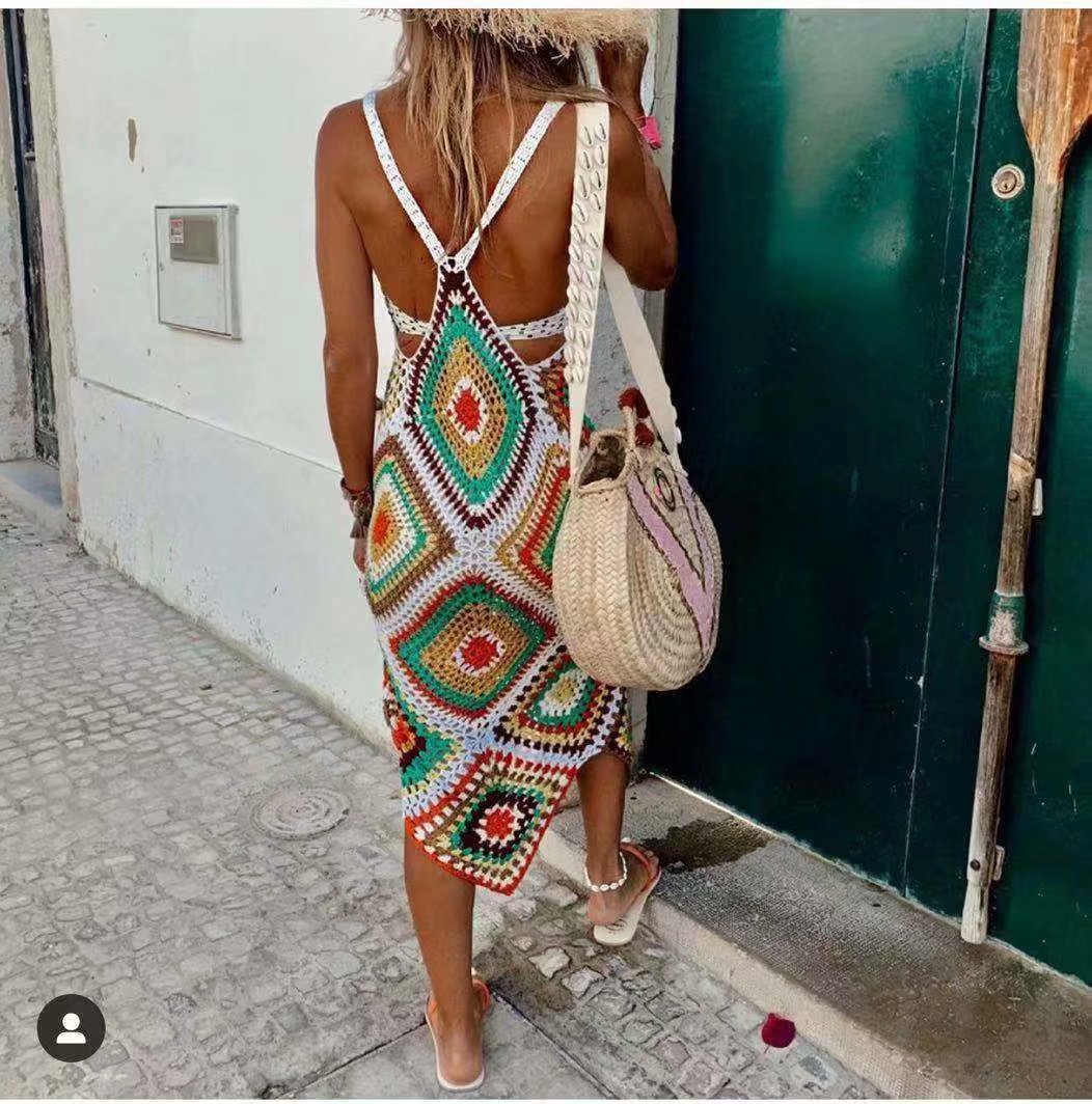 Robe Crochet Artisan — Cover-Up Tricoté Main 🌸