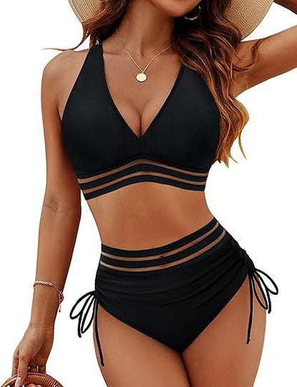 Maillot de bain 2 Pièces — Bikini Ischia — Taille Haute Multicolore ✨
