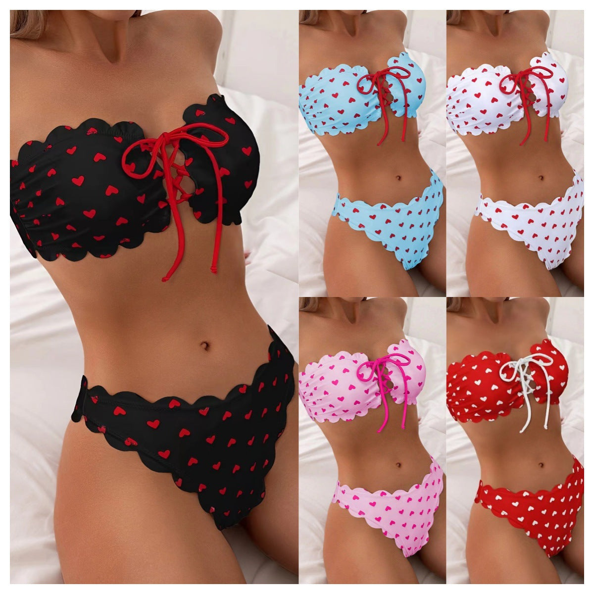 Maillot de bain 2 Pièces — Bikini Amour Print — Motif Cœurs ❤️