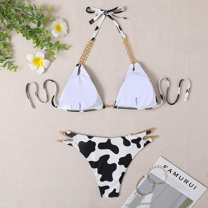 Maillot de bain 2 Pièces Bikini Wild Chain — Imprimé Vache 🐄