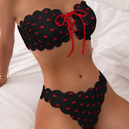 Maillot de bain 2 Pièces — Bikini Amour Print — Motif Cœurs ❤️
