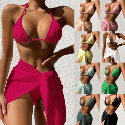 Maillot de bain 3 Pièces — Set Amalfi — Bikini & Jupe Mesh 🌺