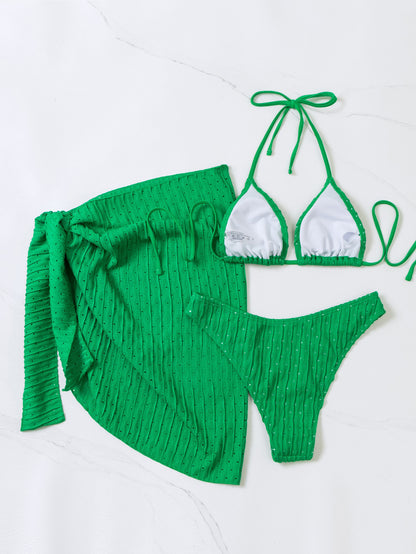 Maillot de bain 3 Pièces — Set Amalfi — Bikini & Jupe Mesh 🌺