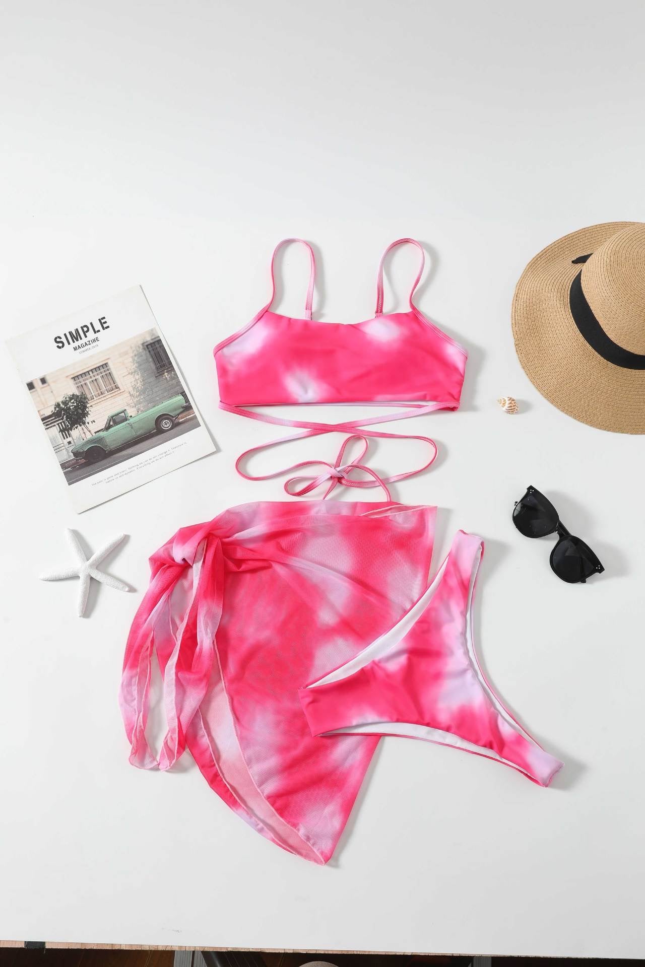 Maillot de bain 3 Pièces — Set Tulum Breeze — Bikini Tie-Dye & Paréo 🌊