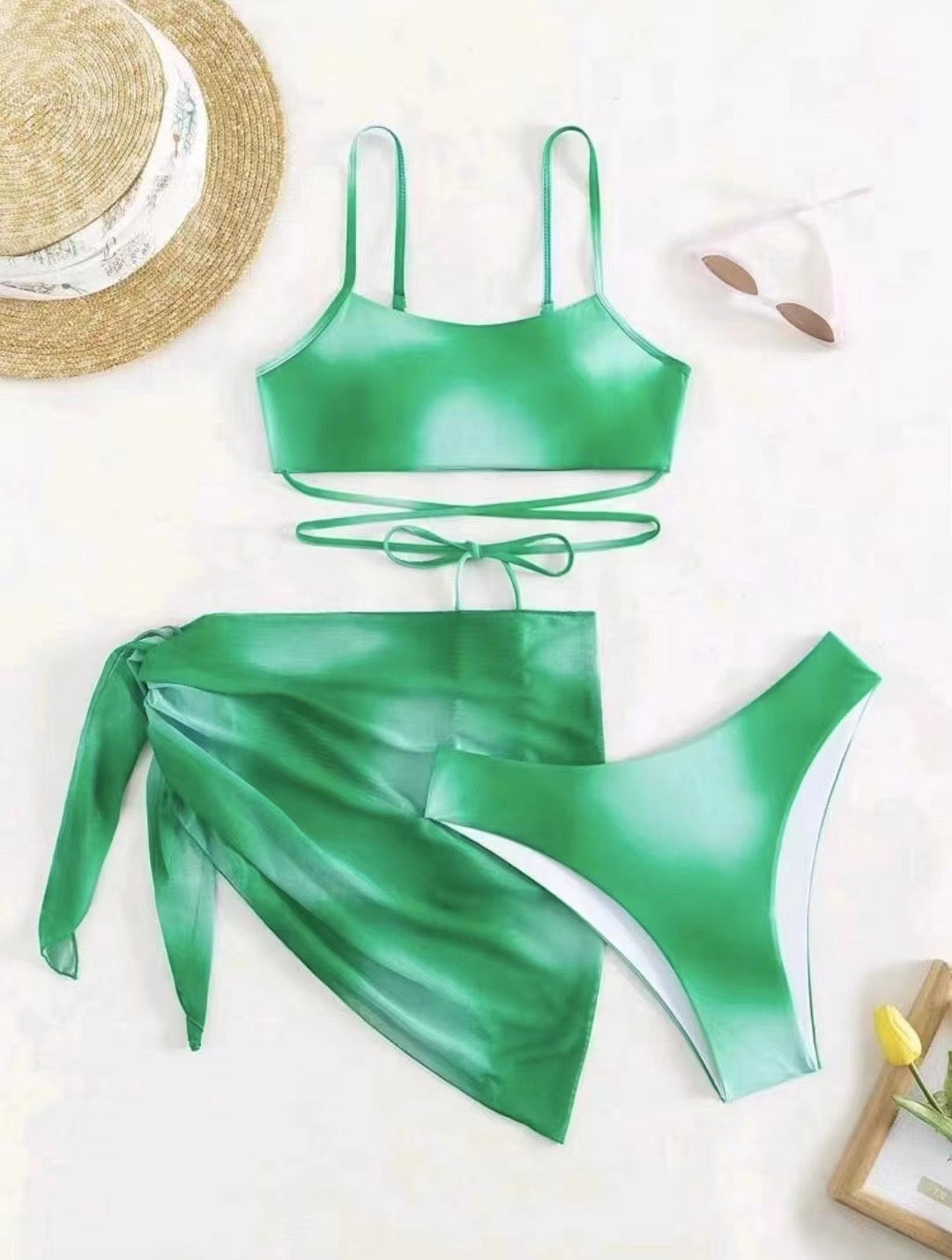 Maillot de bain 3 Pièces — Set Tulum Breeze — Bikini Tie-Dye & Paréo 🌊