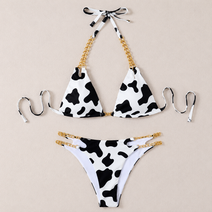 Maillot de bain 2 Pièces Bikini Wild Chain — Imprimé Vache 🐄