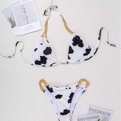 Maillot de bain 2 Pièces Bikini Wild Chain — Imprimé Vache 🐄