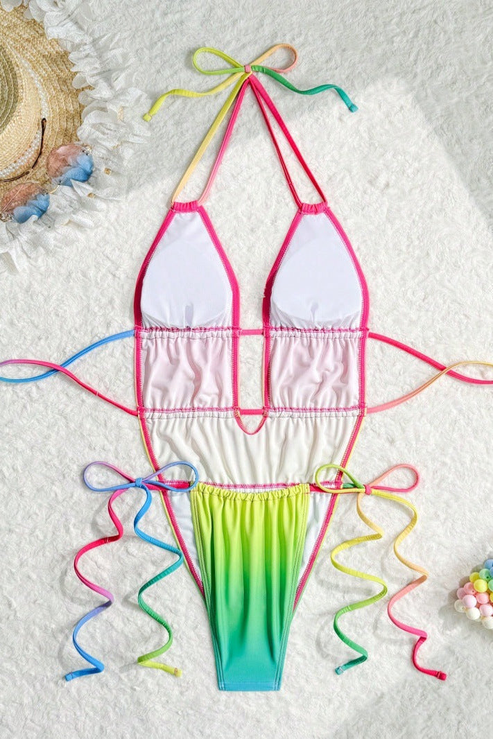Maillot de bain 1 Pièce Prism Wave — Dégradé Arc-en-Ciel 🌈
