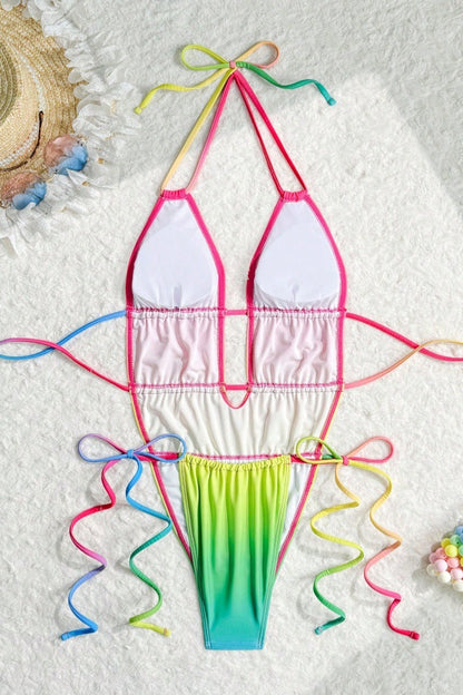 Maillot de bain 1 Pièce Prism Wave — Dégradé Arc-en-Ciel 🌈