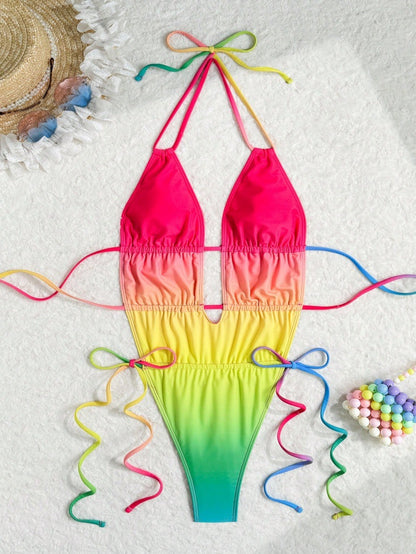 Maillot de bain 1 Pièce Prism Wave — Dégradé Arc-en-Ciel 🌈