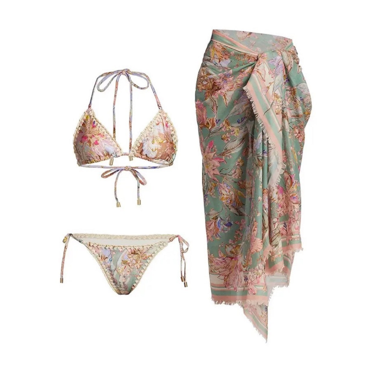 Set Bloom Paréo — Bikini Floral & Paréo Assorti 🌼