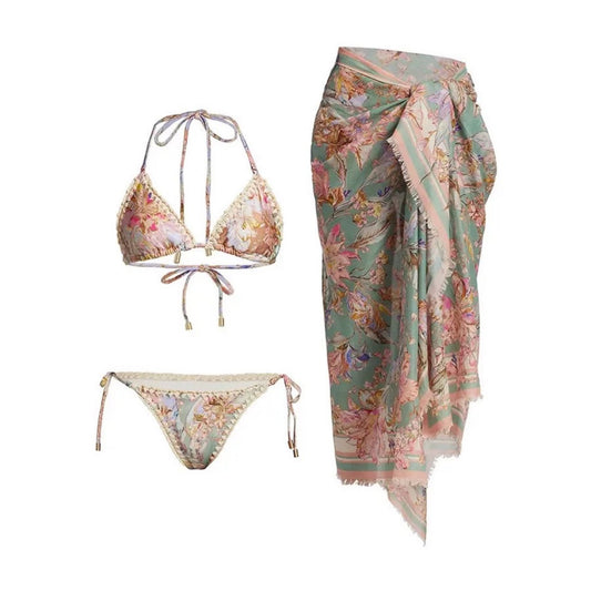 Set Bloom Paréo — Bikini Floral & Paréo Assorti 🌼