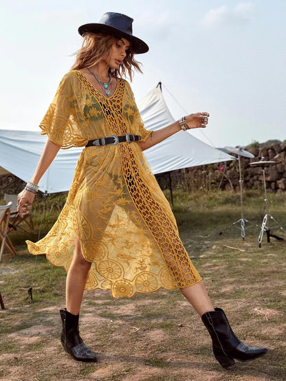 Robe Crochet Bohème — Longue Cover-Up Plage 🪡