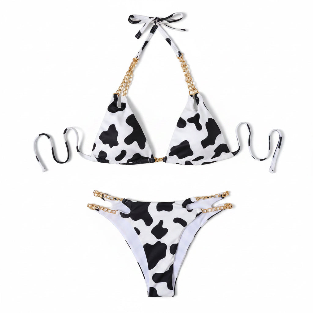 Maillot de bain 2 Pièces Bikini Wild Chain — Imprimé Vache 🐄