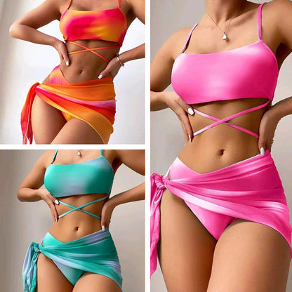 Maillot de bain 3 Pièces — Set Tulum Breeze — Bikini Tie-Dye & Paréo 🌊
